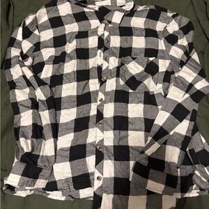 Maurices Black and White Plaid Button Down Shirt